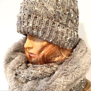 Super warm winter hat scarf set fuzzy inline new
